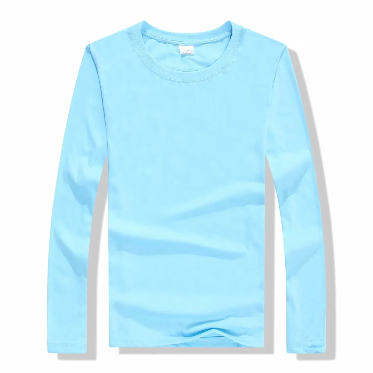 Light blue Футболки с принтом на заказ, хлопковые однотонные топы майки с длинными рукавами, мужские повседневные футболки, дизайнерские футболки для пар, семейная команда - Цвет: Light blue