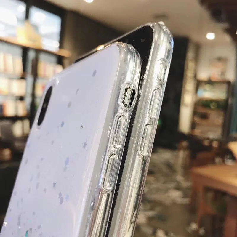 Модный Блестящий чехол с блестками для iphone 11X8 7 Plus 6 6s SE 2020 X XR XS MAX эпоксидная звезда