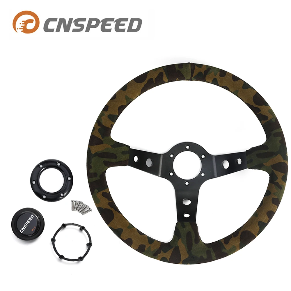 Автомобильное рулевое колесо CNSPEED камуфляжное замшевое авто глубина 90 мм диаметр