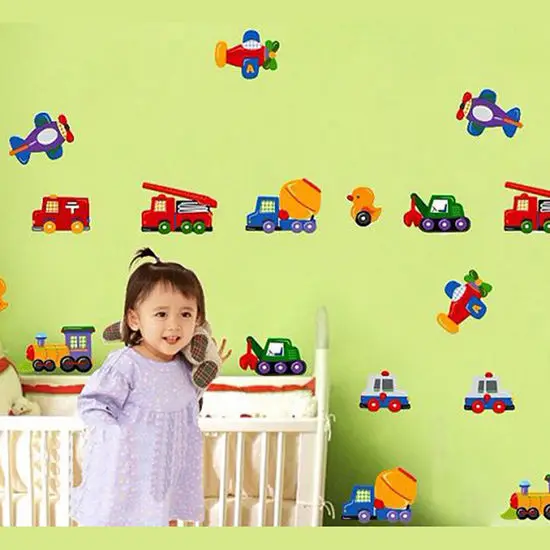 Милые Автомобили Самолеты утки стильный домашний декор Настенная Наклейка