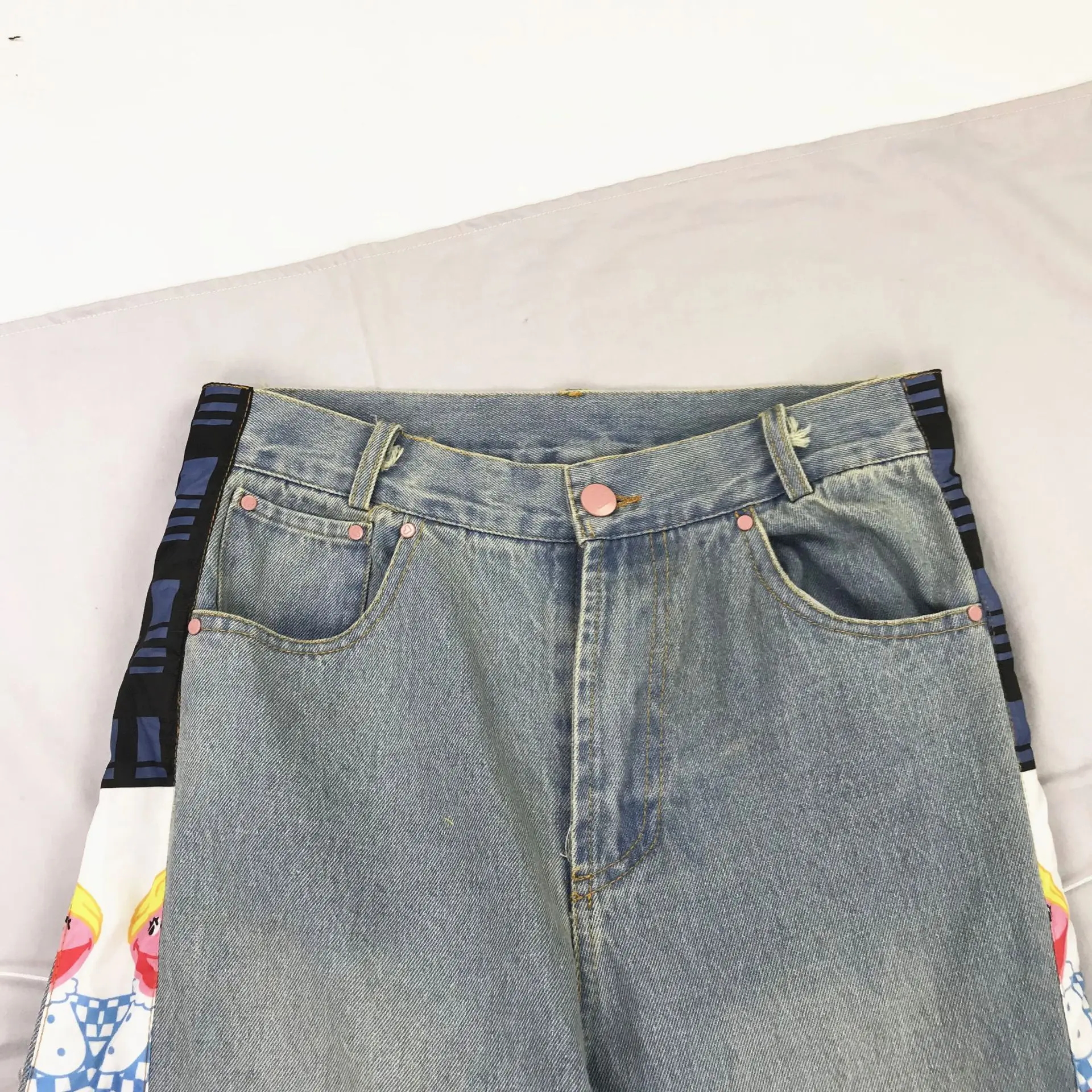 Джинсы в Корейском стиле Харадзюку потертые джинсы с принтом прямые для