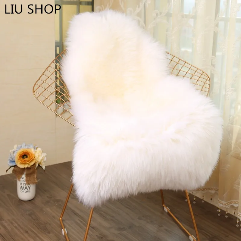 LIULong Faux Fur SHEEP RUG Artificial Skin Fluffy Chair Seat Sofa Cover Carpet Mat Area Rug Living Bedroom Home Decoration White | Дом и сад