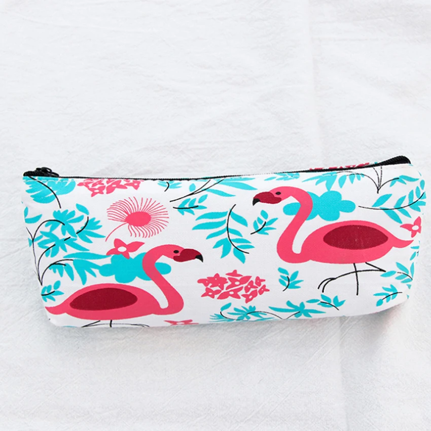 Flamingo 1 шт./лот, милые холщовые пеналы с фламинго, ананасом, арбузом, Студенческая сумка для хранения канцелярских принадлежностей, сумка для карандашей, кавайные канцелярские принадлежности - Цвет: Flamingo