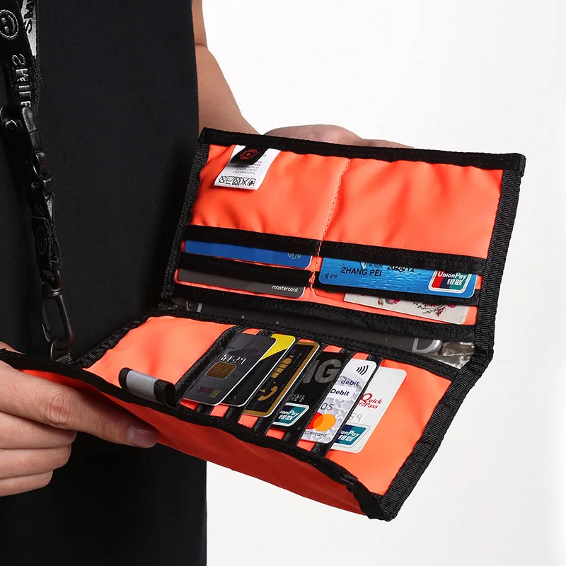 Анти RFID женский клатч кошельки Держатель кредитной карты Дорожная сумка для шеи Мужской кошелек с двумя шейными ремнями