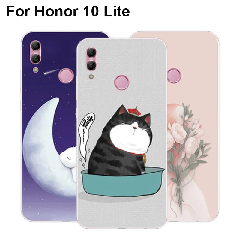Чехлы для Huawei Honor 10 Lite Capa Cover в литературном стиле Ударопрочный Мягкий чехол из ТПУ