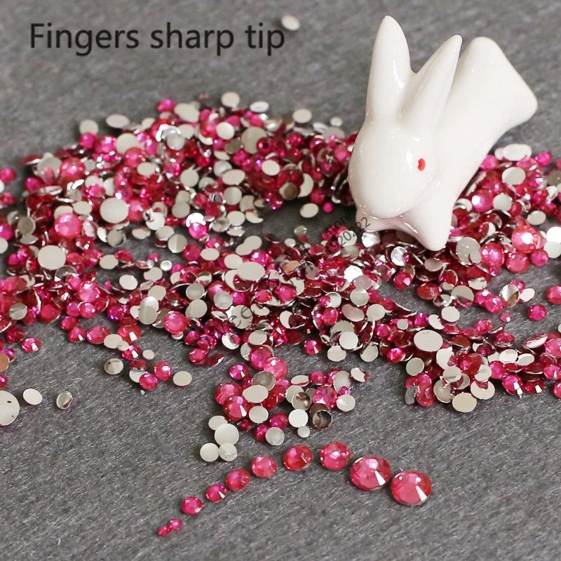 400pcs SS6-SS30 Mixed Size charming beautiful Light Rose 14 facet round diamond sparkling acrylic nail art decoration N14 | Красота и