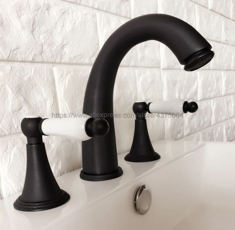 3 отверстия масло втирают Бронзовый бортике Ванная комната смеситель ванна