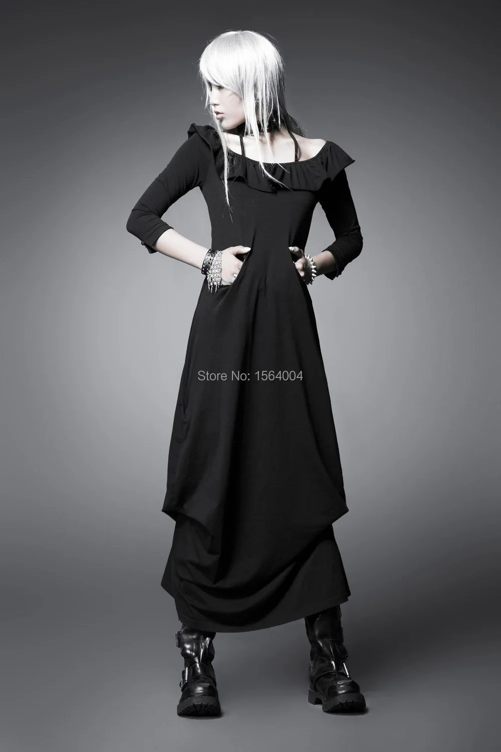Длинное платье в стиле панк готика Кара монашка женское модное макси одежда для