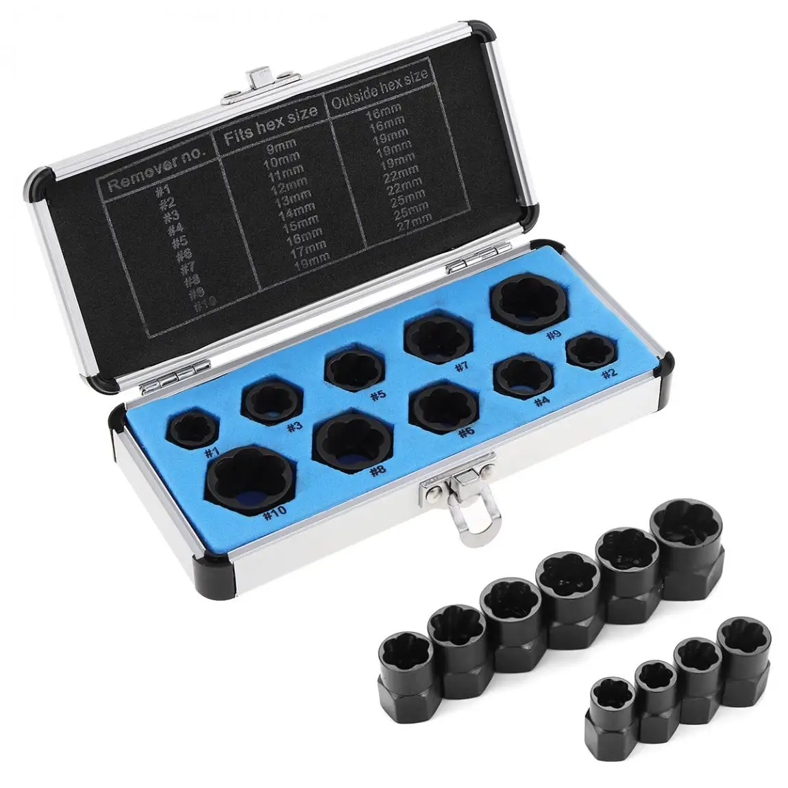 

10pcs/lot Low Hat Chrome Vanadium Alloy Steel Damaged Bolts Nuts Screws Remover Extractor Tools Set for Removing Damaged Nuts