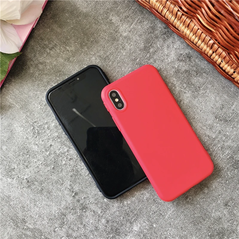 High Quality Candy Color Full Cover Case for Apple iPhone 6 6S Plus 7 8 plus X 10 6s Soft TPU Silicone Cases back Coque |
