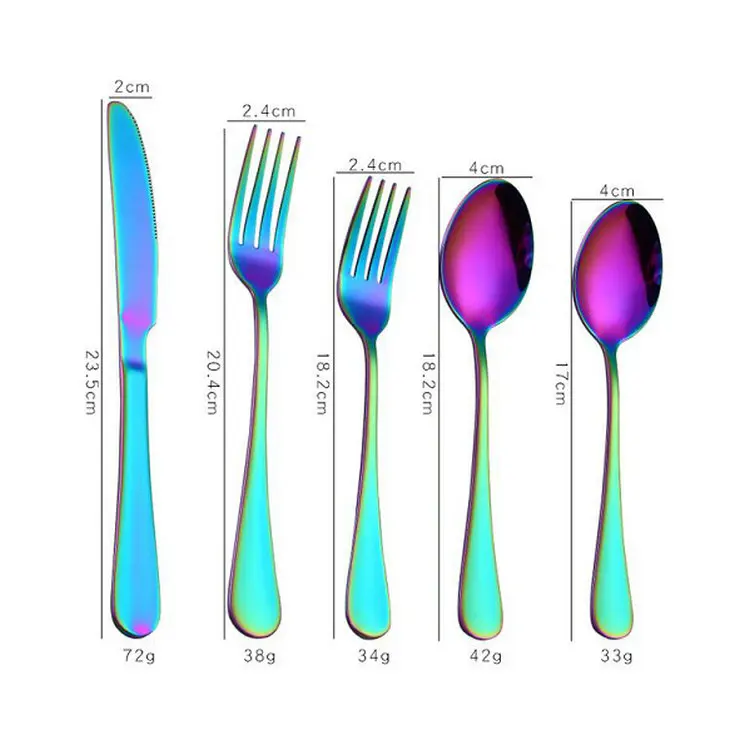 colorful 5pcs Высококачественный цветной набор столовых приборов из нержавеющей стали, ложка, вилка, нож, чайная ложка, набор посуды, роскошные столовые приборы, наборы посуды - Цвет: colorful 5pcs