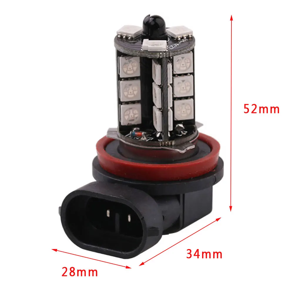 2 шт./компл. RGB 27 Светодиодный светильник с лампочкой SMD 5050 12V Авто Противотуманные фары Дневные Фары Светильник головной светильник 9005 9006 H4 H7 H8 H11 с 24key Дистанционное Управление
