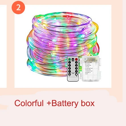 Battery box Colorful 10 м 100 шт светодиодный канат трубка на троссе огни дистанционного вспышки Фея гирлянда водонепроницаемый Рождество Свадебные Декорации на улице - Испускаемый цвет: Battery box Colorful