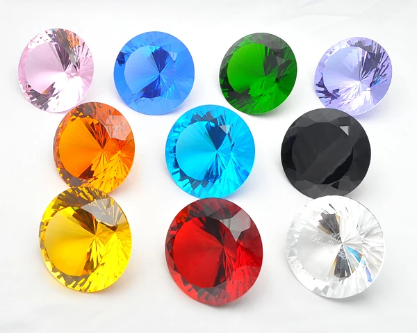 Free Shipping 12pcs/box 40mm mixed color multi-faceted Crystal Diamond Paperweight Wedding Decorations Centerpiece Brilliant | Дом и сад