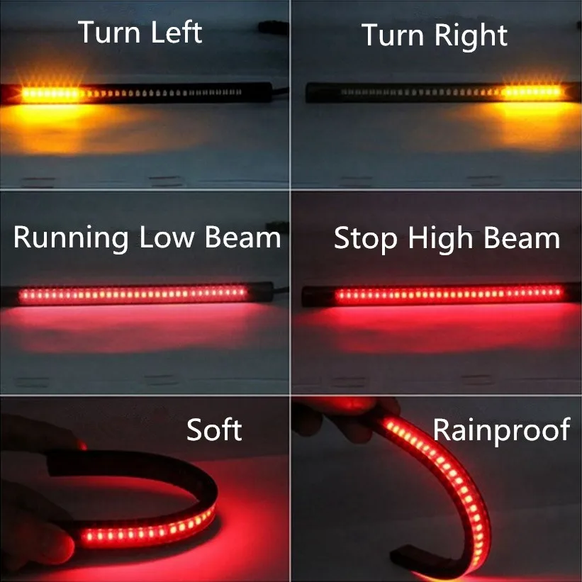 Светодиодная лента для мотоцикла 3528 SMD 48 Светодиодный Красный/янтарный цвет |