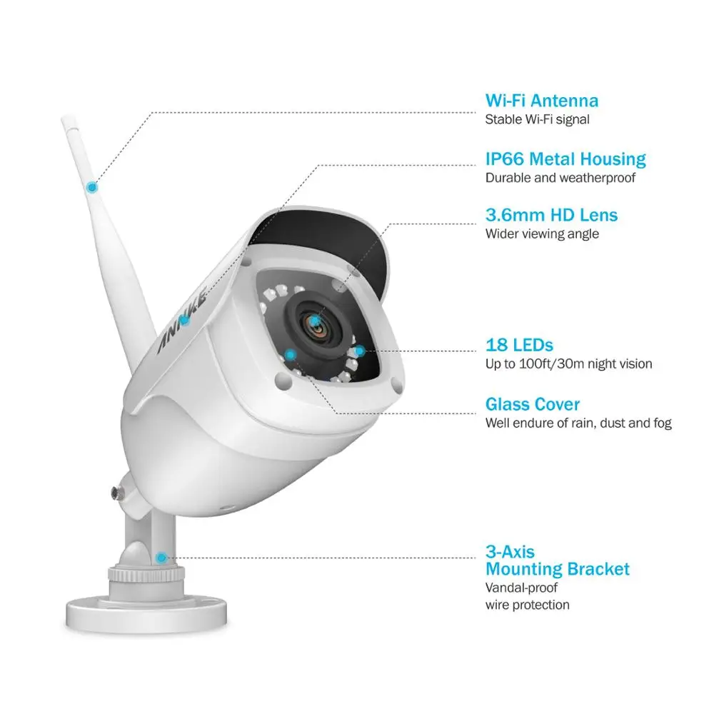 ANNKE 1 x FHD 1080P IP Wi-Fi беспроводная видеокамера система наблюдения пуля Всепогодная камера 100 футов ночного видения с умным ИК
