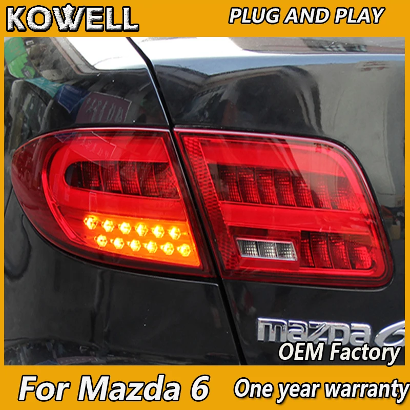 

Автомобильный Стайлинг KOWELL для Mazda 6 светодиодный, задние фонари 2004 2005-2006 Mazda6, задние фонари, задние фонари DRL + тормоз + Парк + идентификация