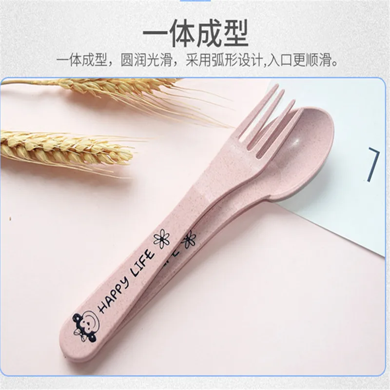 Tableware Three-piece Kitchen Cutlery Set Student Travel Plastic Box Fork Spoon Chopsticks Gifts Children |
