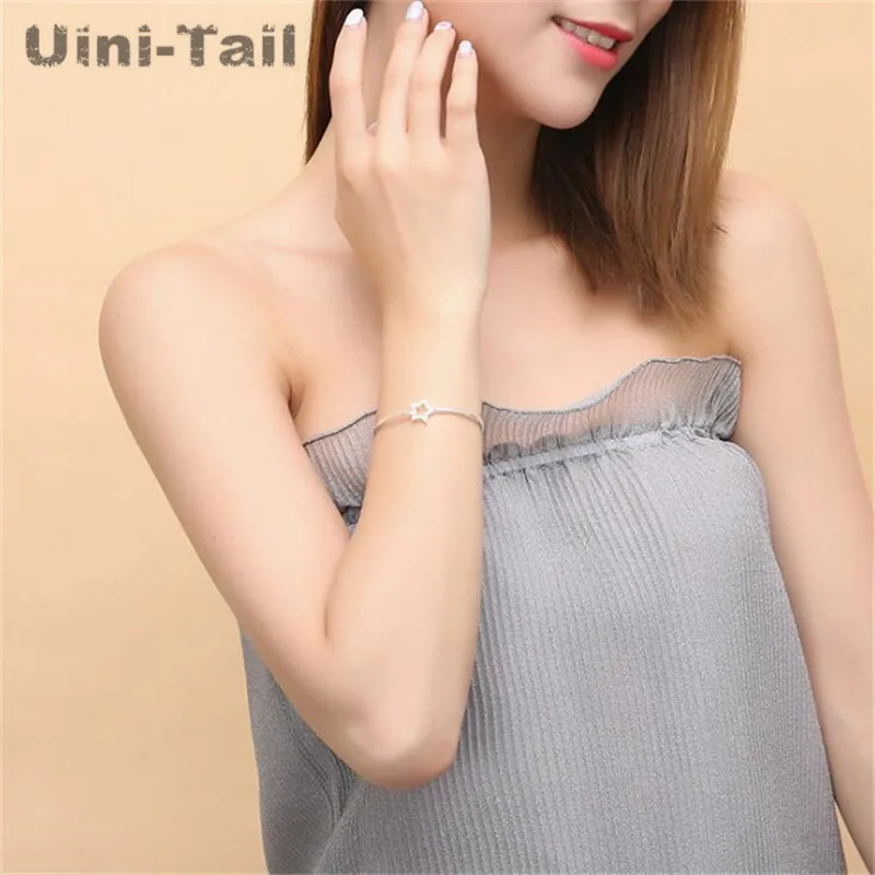 Uini-Tail hot new 925 Tibetan silver small fresh five-pointed star bracelet women fashion cute smooth wholesale | Украшения и