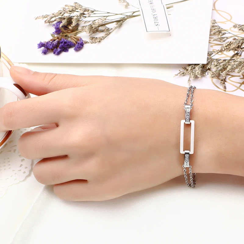 Модные цвета розового золота керамические браслет женский нержавеющая сталь с