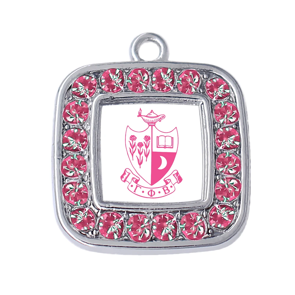 Изысканные розовые стразы инкрустированные эмалью металл гамма Фи BETA sorority
