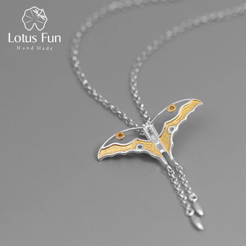 Lotus Fun Настоящее серебро 925 проба Натуральный творческий ручной работы ювелирные украшения полая Бабочка кайт кулон без цепочки и ожерелья