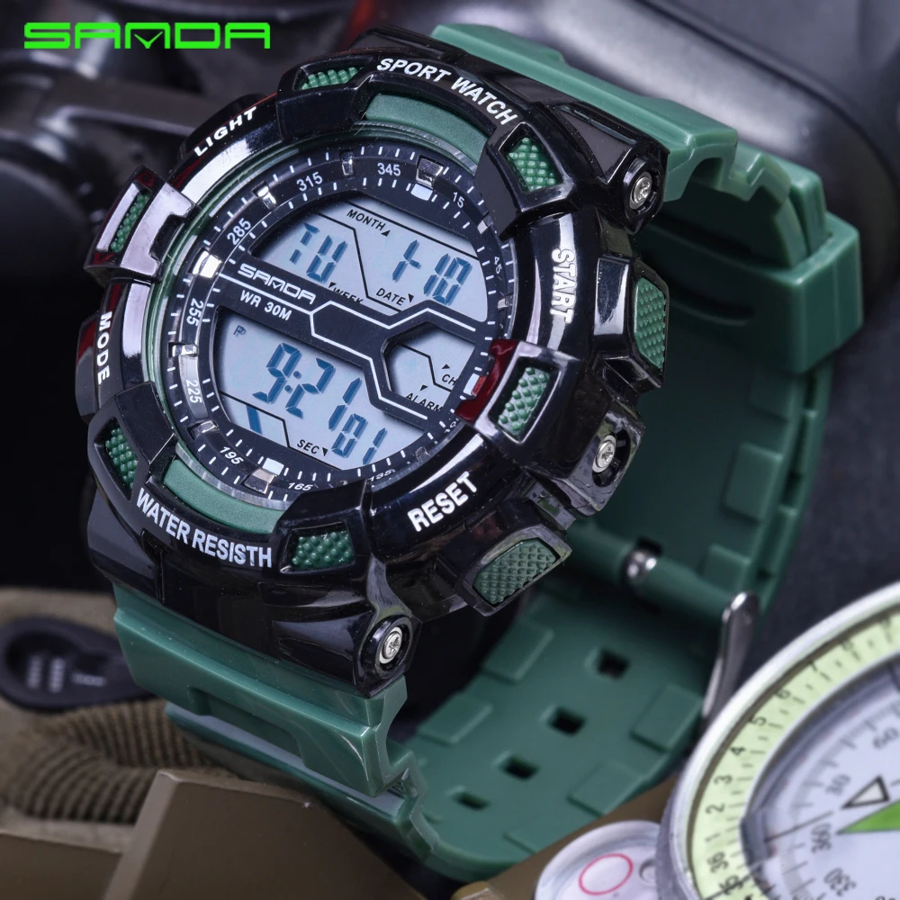 Бренд SANDA 378 мужские спортивные часы походные армейские для мужчин Будильник