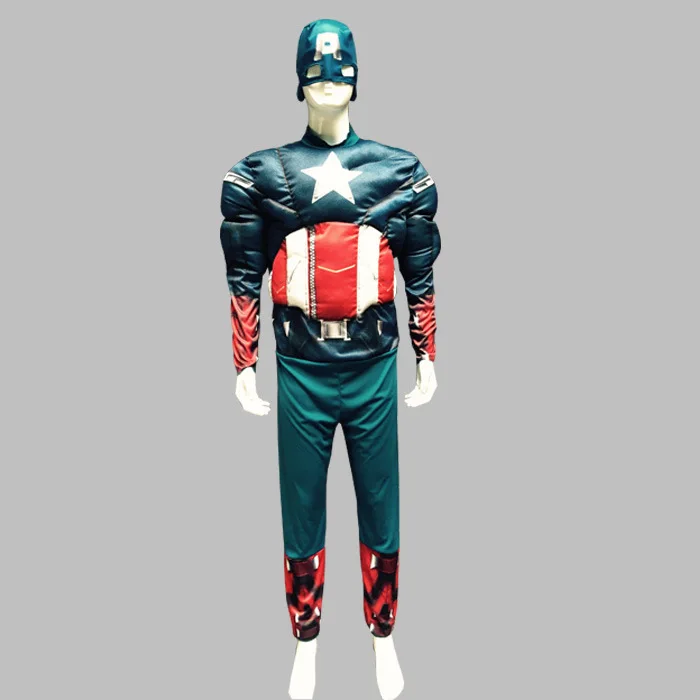 Взрослый костюм Капитана Америки Халка Супермена Человека паука мускулистый