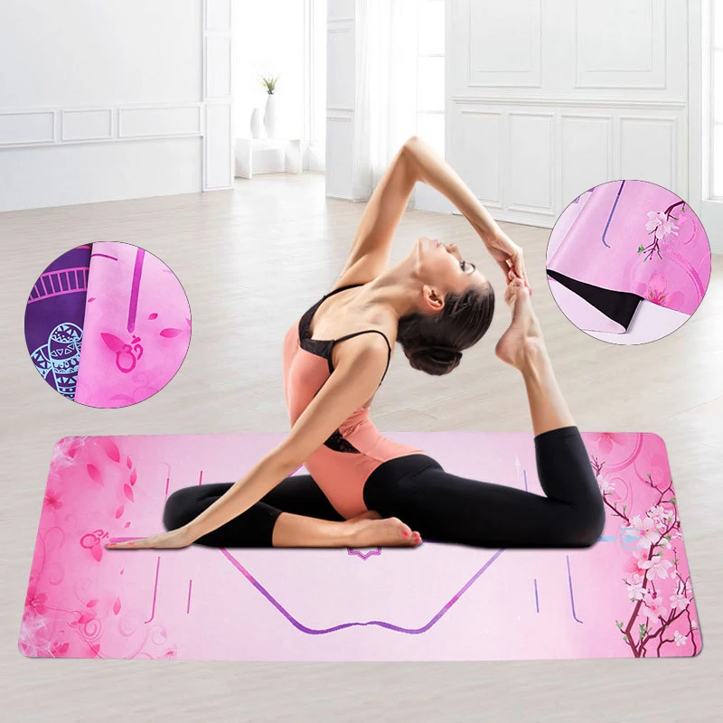 1.5MM Suede Printing Yoga Mat 1830 * 680 Sports Non-slip Fitness High Temperature Esterilla Towels with Bag | Спорт и развлечения