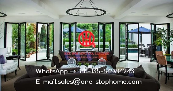 Звукоизоляционная двойная алюминиевая складная домашняя двустворчатая дверь