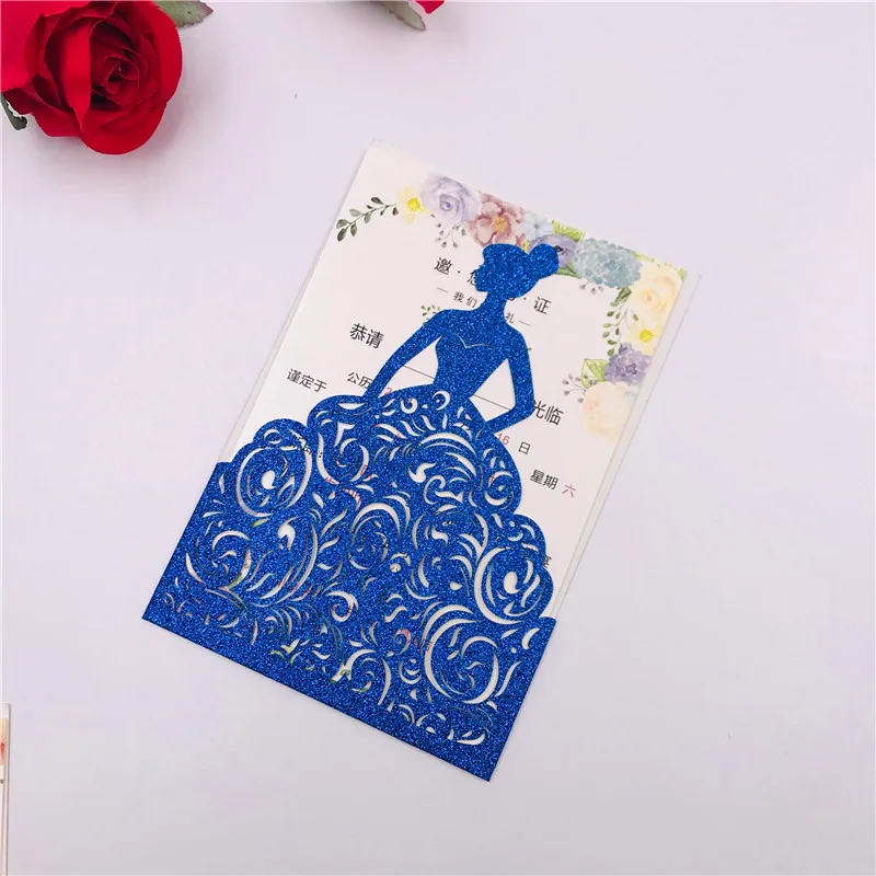 Бесплатная доставка DHL 100 шт. блестящие бумажные Пригласительные открытки