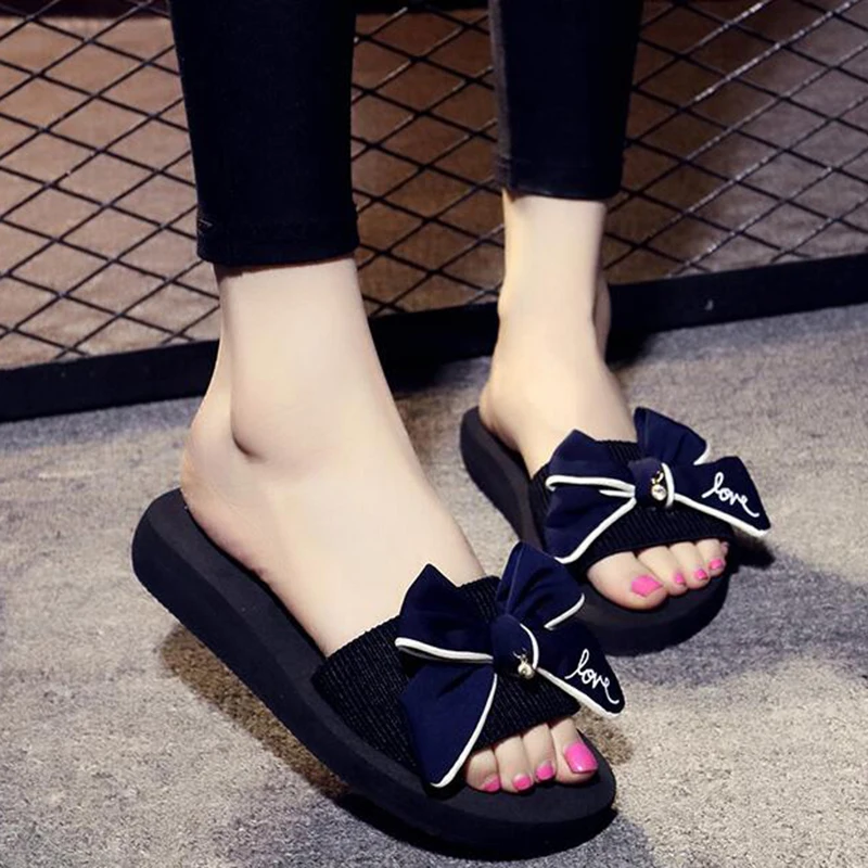 2017 женские сандалии на высоком каблуке с бантом летние босоножки танкетке