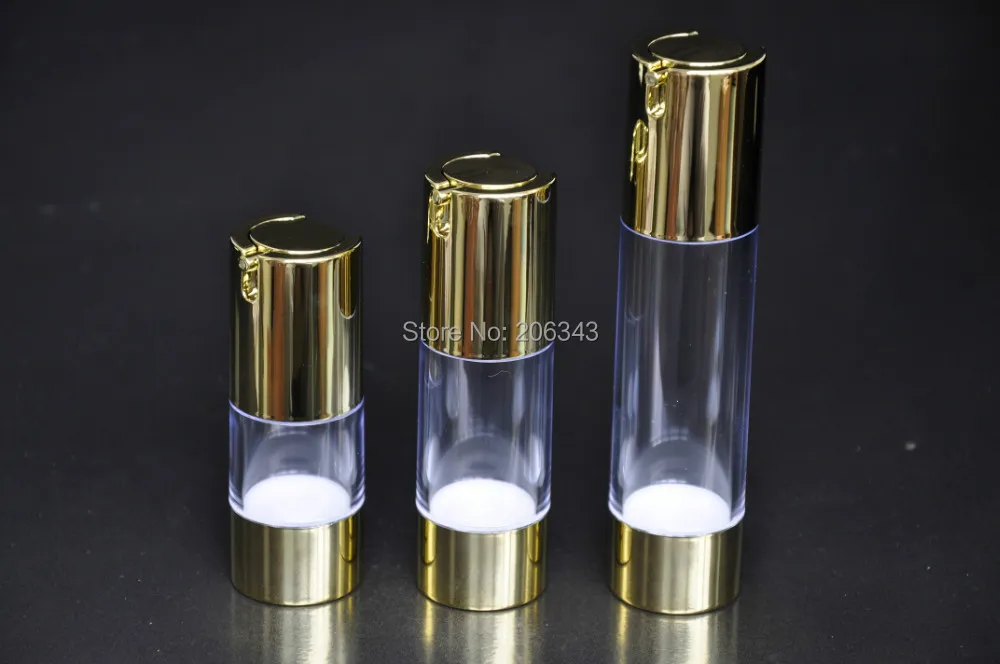 50 мл прозрачная безвоздушная бутылка с УФ золотым вакуумным насосом или бутылкой