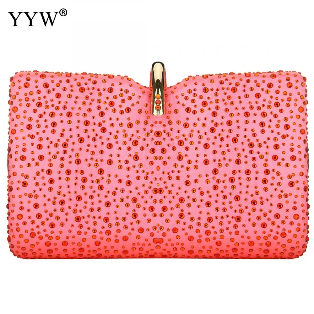 watermelon Бриллианты заклепки вечерние свадебная сумочка-клатч женские модные вечерние клатчи кошелек сплошной цвет цепи женские сумки через плечо сумка - Цвет: watermelon