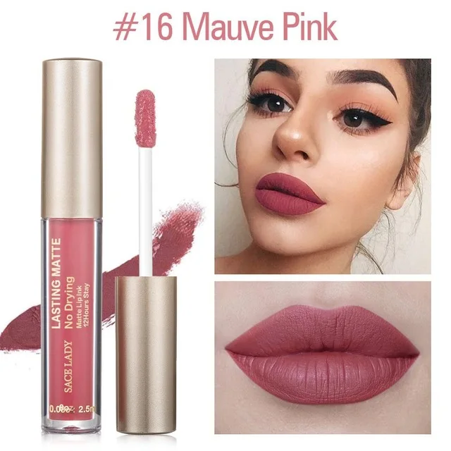 16 Mauve Pink SACE LADY бренд 23 Цвета жидкая помада макияж не сушильная матовая помада для губ долговременная помада телесный оттеночный блеск для губ натуральная косметика - Цвет: 16 Mauve Pink
