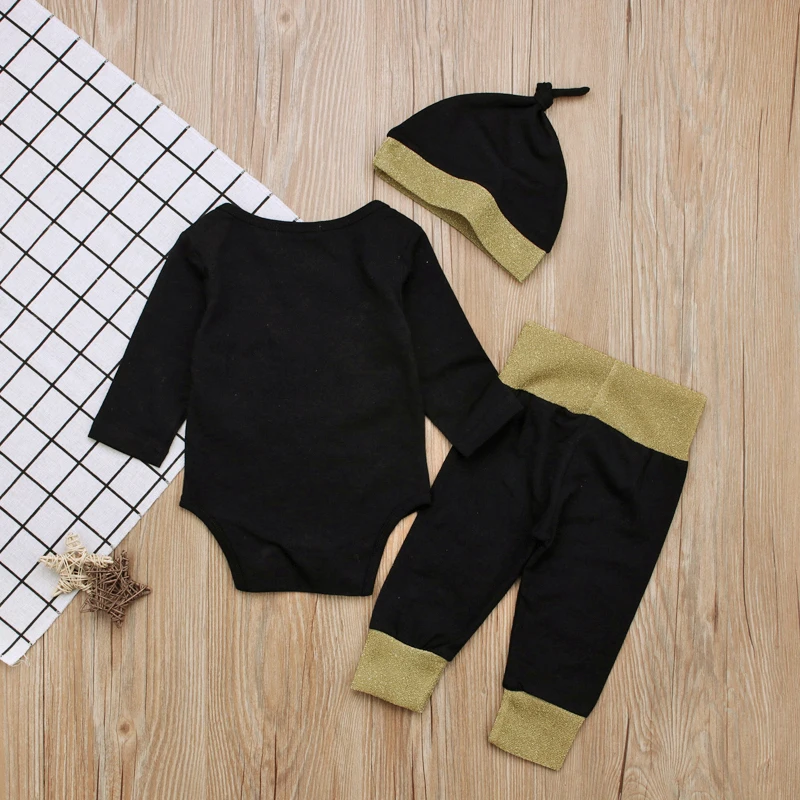 2018 My First New Years 3Pcs Sets Newborn Baby Girl Boys Clothes Letter Rompers+Pants+Hat Infants Kids Outfits Set DS15 | Детская одежда