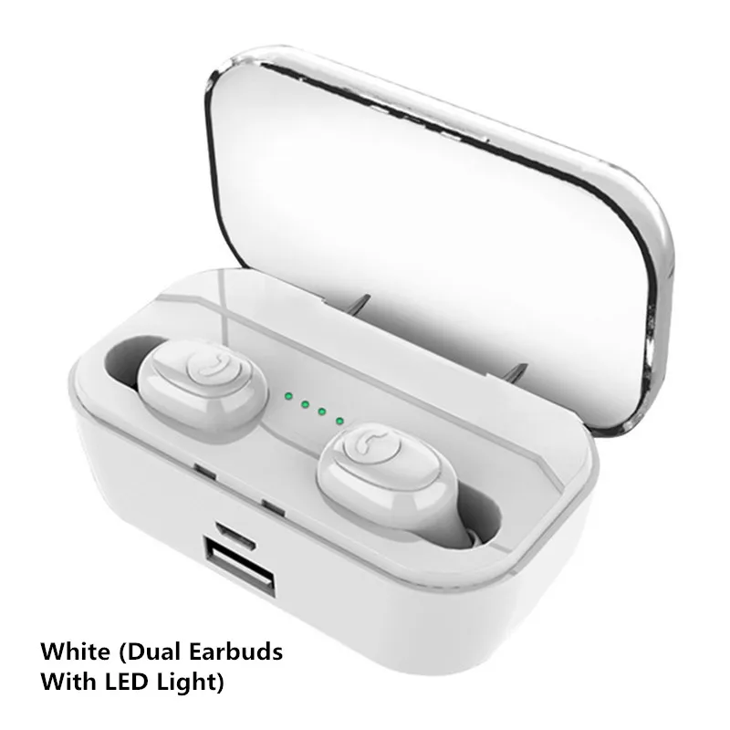 White ears lightning G6S двойной bluetooth 5,0 TWS светодиодный наушник с цифровым дисплеем IPX7 глубокая Водонепроницаемая бинауральная гарнитура с зарядным устройством 3500 мАч - Цвет: White ears lightning