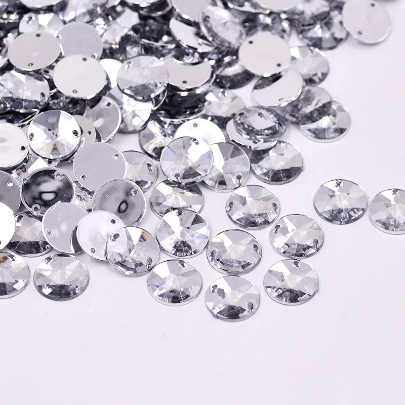 Crystal JUNAO 10 мм красные AB Стразы Rivoli с плоской задней частью Хрустальная аппликация Пришивные акриловые камни круглые бусины для шитья одежды - Цвет: Crystal