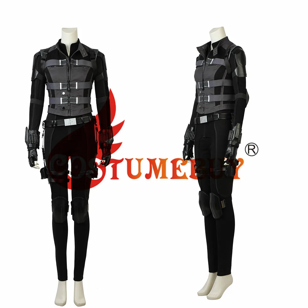 Costumebuy Мстители: Бесконечность война Наташа Романова черный костюм вдовы Хэллоуин Мстители Черная Вдова Костюм L920