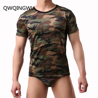 men undershirts summer camouflage printed short sleeve casual army camo military top tee shirt homme cool undershirts