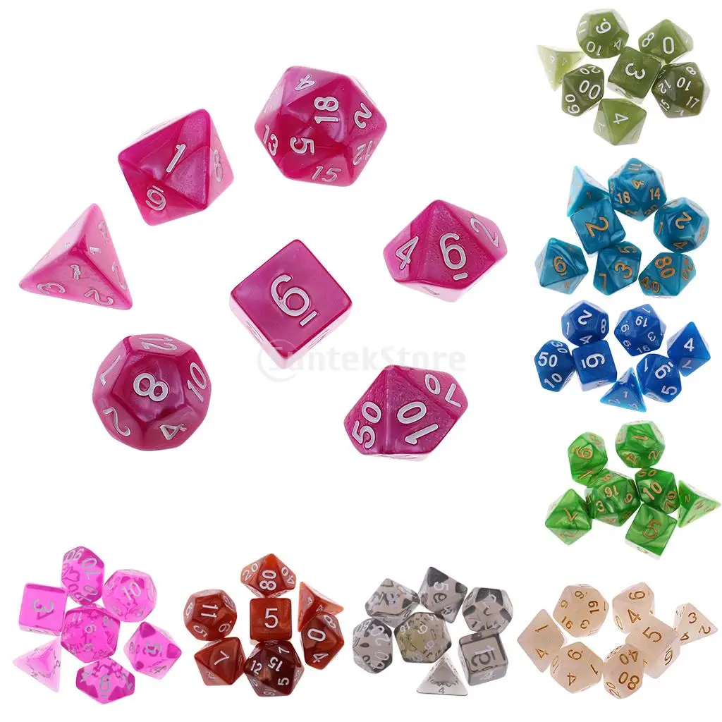7 шт. многогранные игральные кости D20 D12 D10 D8 D6 D4 16 мм для подземей и драконов DND MTG