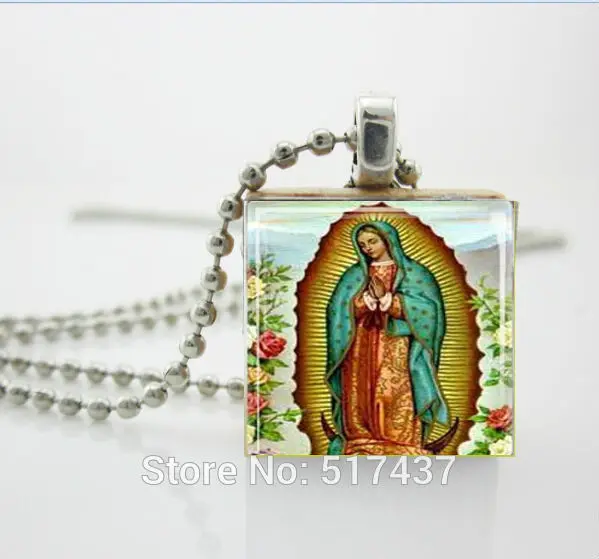 Модные ожерелья для женщин 2014, кулон в виде шариковой цепи с изображением нашей леди гуаделупы в комплекте