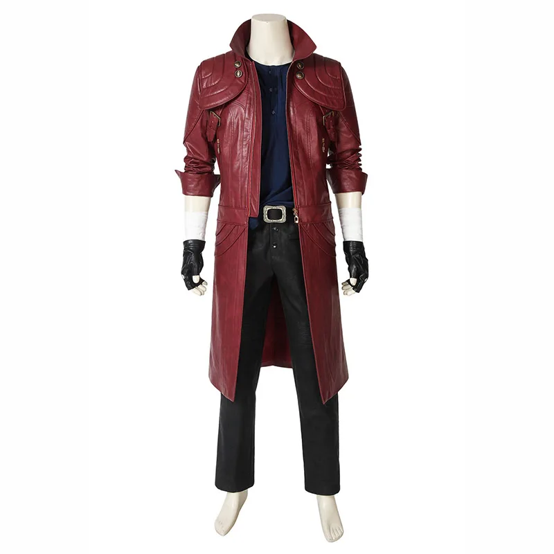 Costume Only Game DMC 5 Dante Cosplay Costume Leather Jacket Pants Adult Men Halloween Carnival Deluxe Costume Props Shoes Outfit Custom Made - Цвет: Costume Only