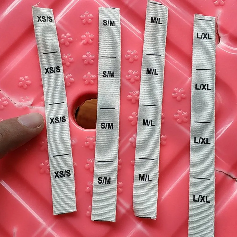 100 Шт Бежевые хлопковые ленты ткань двойной печати размер ярлыки для одежды