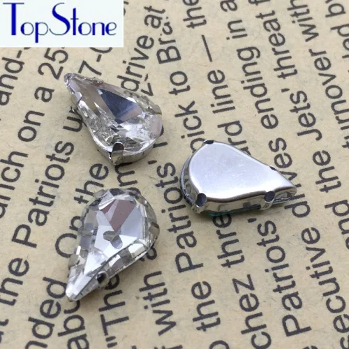 crystal clear TopStone 5x8 6x10 мм 8x13 мм каплевидные пришивные стразы из стекла высокого качества с кристаллами - Цвет: crystal clear
