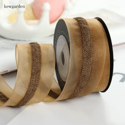 Kewgarden сэндвич кружева Марля атласная Вуаль ленты DIY брошь бант " 1,5" 5/" 15 25 38 мм вручную изготовленная лента упаковка Riband 5Y - Цвет: keke