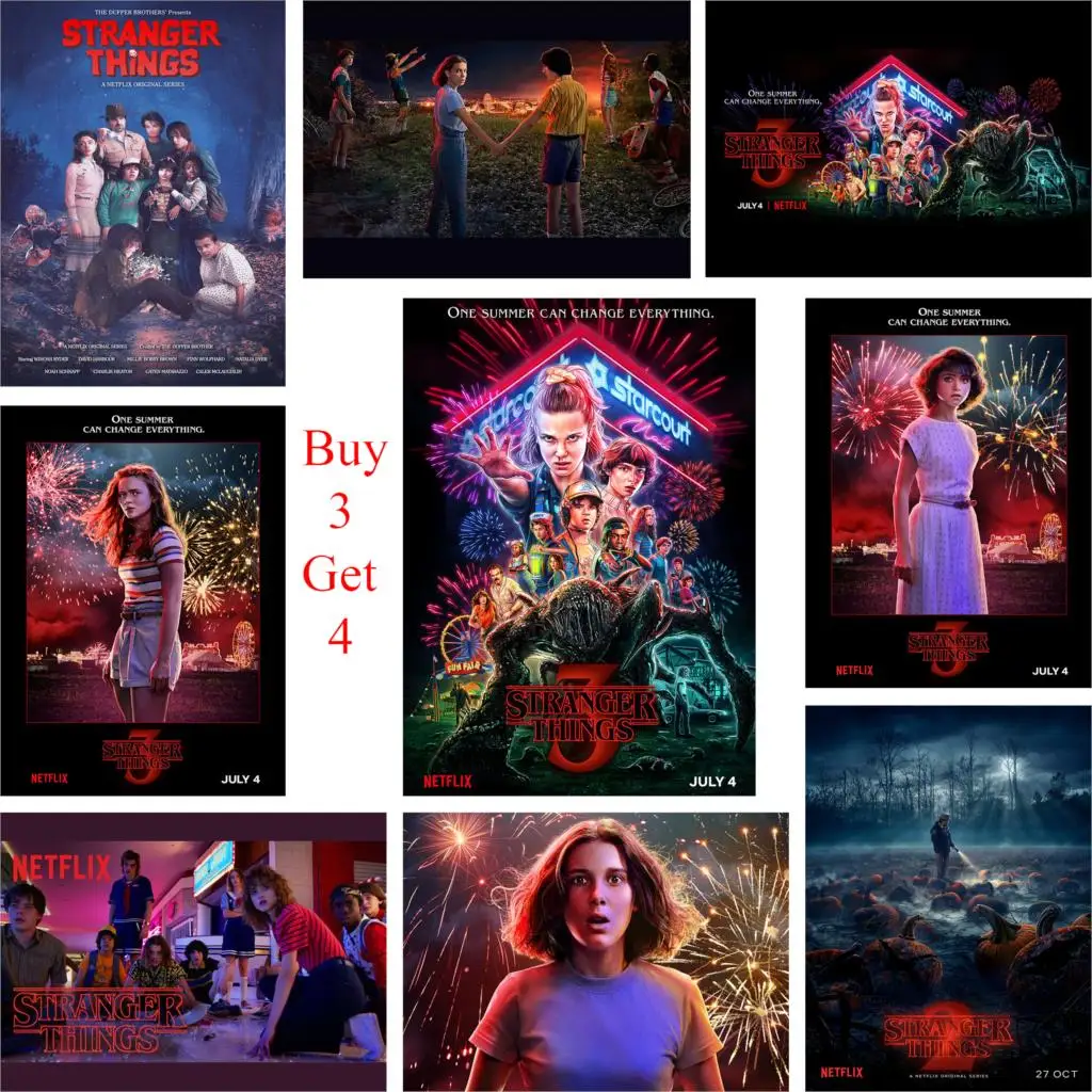 Постеры на тему сериала очень странные дела 13 символов глянцевая бумага принты