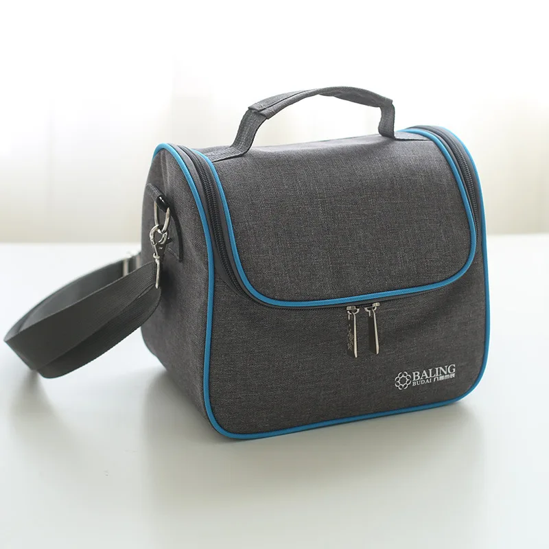 lunch bag new fashion high quality Gray-blue minimalist thermo food insulated bag casual travel picnic bag thermal lunch box