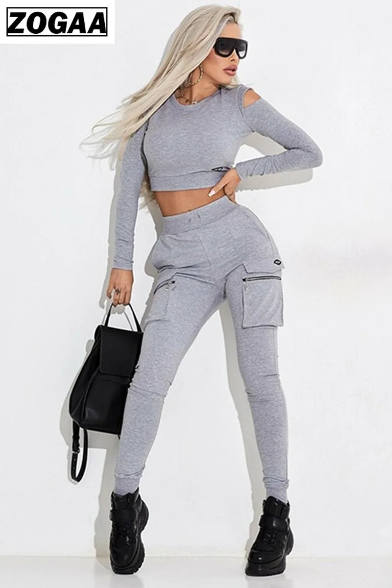 Женский комплект из двух предметов Модный укороченный топ с длинными рукавами и