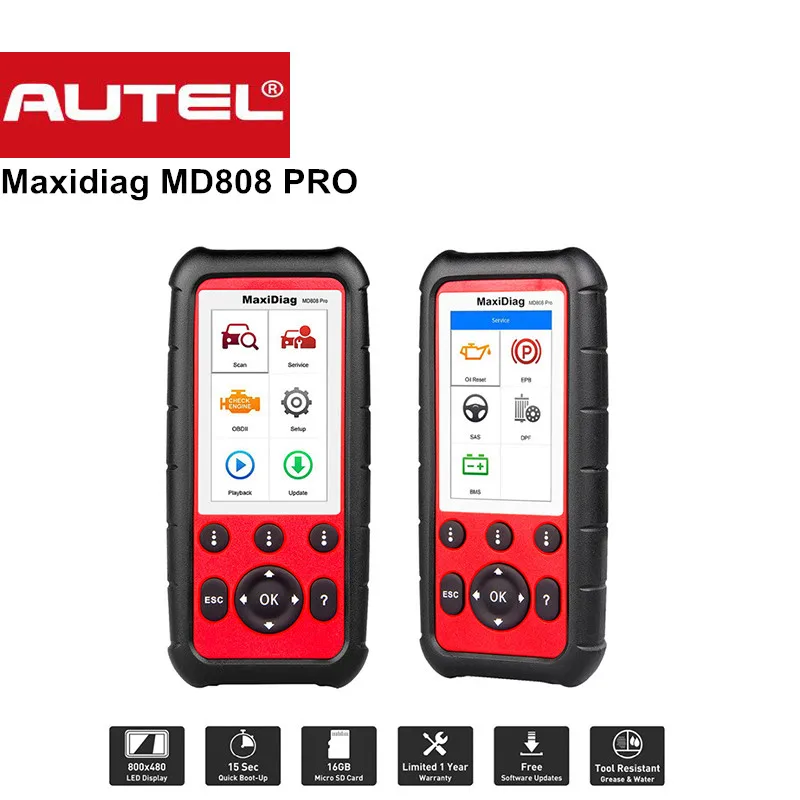 Autel Maxidiag MD808 про все Системы Diagnsotic инструмент OBDII сканер Поддержка BMS/масло